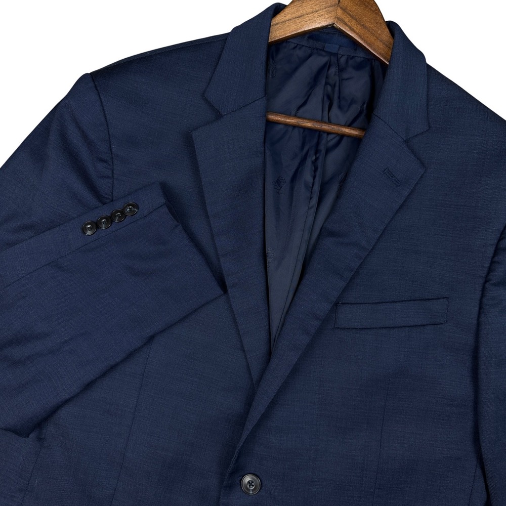 Jos A Bank 1905 Navy Blue Wool Brrr Comfort Sport Coat Blazer Mens 43R Cooling
